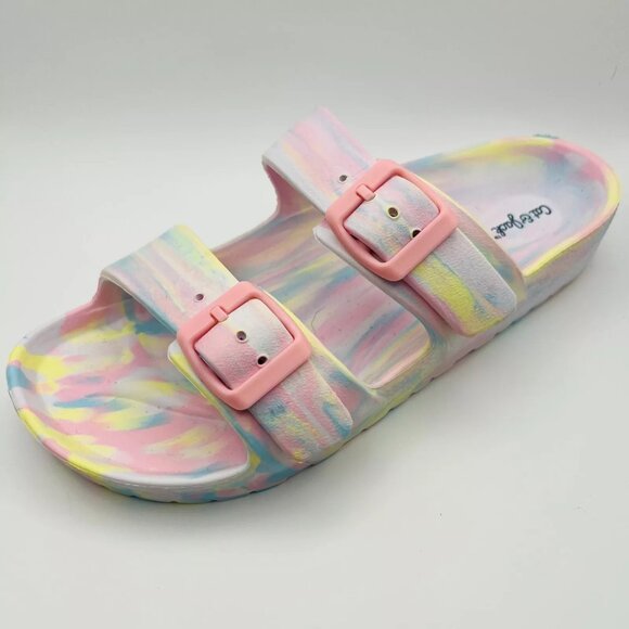 Girls Noa Footbed Sandals Multicolor Double Straps Open Toe Cat & Jack Size 1 - Picture 1 of 4